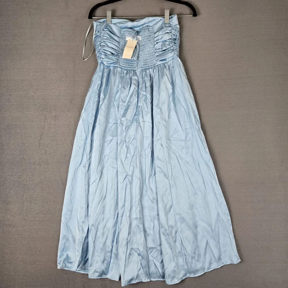 Abercrombie & Fitch Dress‎ Womens Small Petite Light Blue Stain Maxi Prom NWT